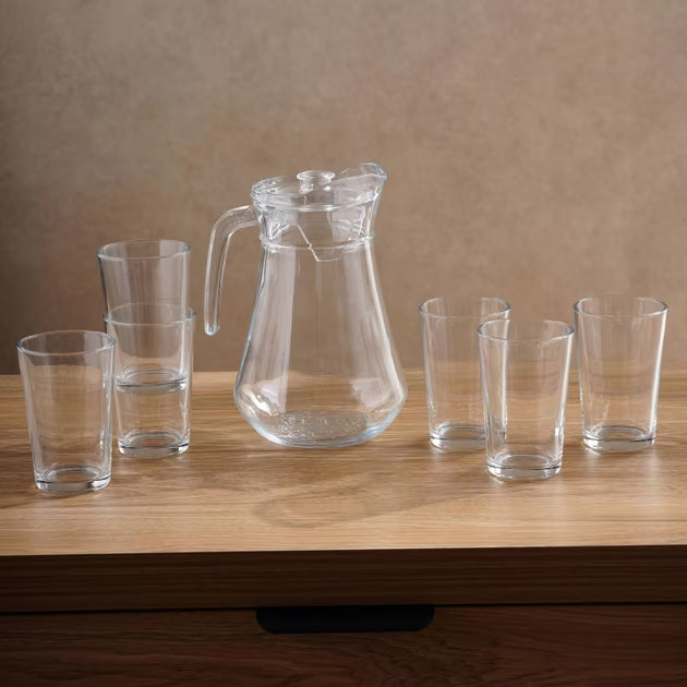 Panhome Essentials 7-Piece Clear Glass Drinkware Set