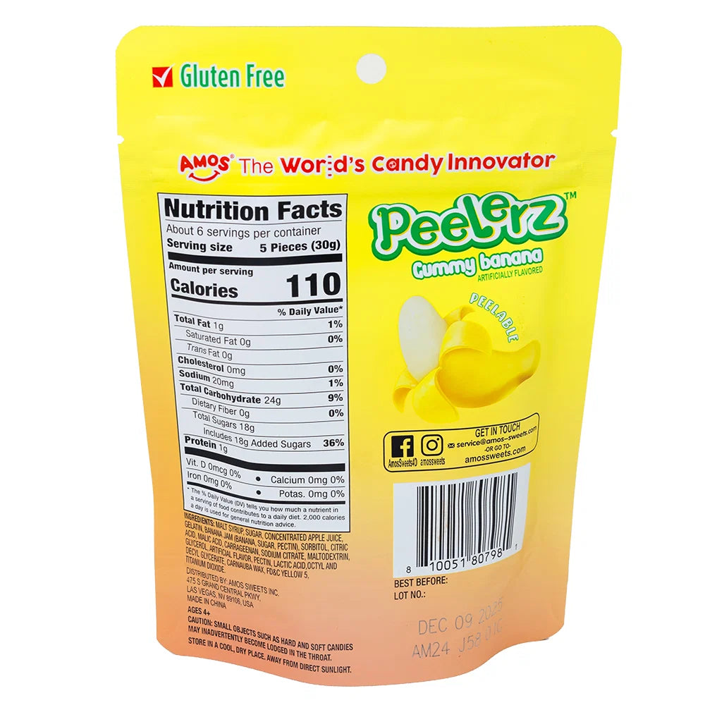 Banana Peelerz Peelable Gummy Candy 120 Grams - Peelers Peeling Fruit Snacks Treats