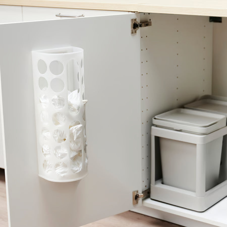 IKEA VARIERA Plastic Bag Dispenser (White) – Wall-Mounted Grocery Bag Holder & Dispenser