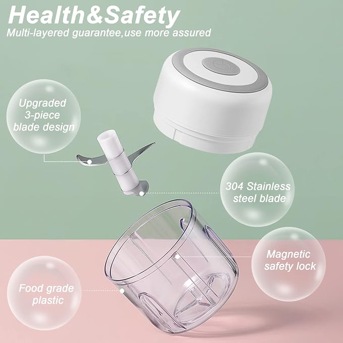 250ml Mini Electric Food Chopper – Rechargeable Garlic Mincer & Vegetable Processor