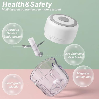 250ml Mini Electric Food Chopper – Rechargeable Garlic Mincer & Vegetable Processor