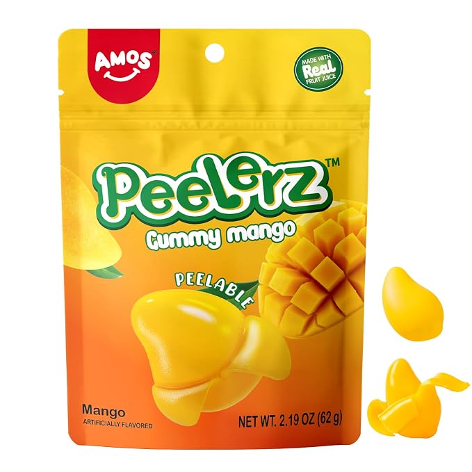 Amos Peelerz Mango Gummy Candy (65g) – Peelable Real Juice Fruit Gummy
