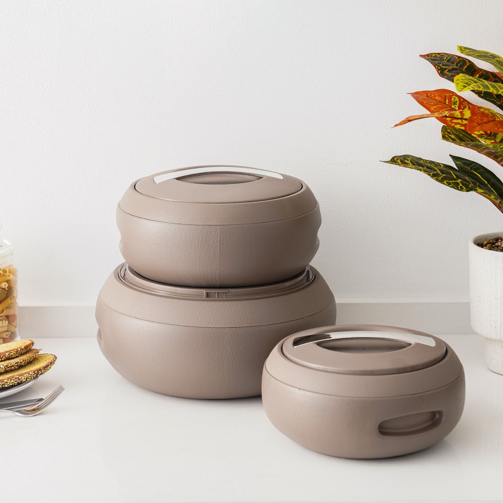 Danube Gourmet 3-Piece Insulated Casserole Set (2000ml, 3000ml, 5000ml) – Thermal Food Warmer Hot Pots
