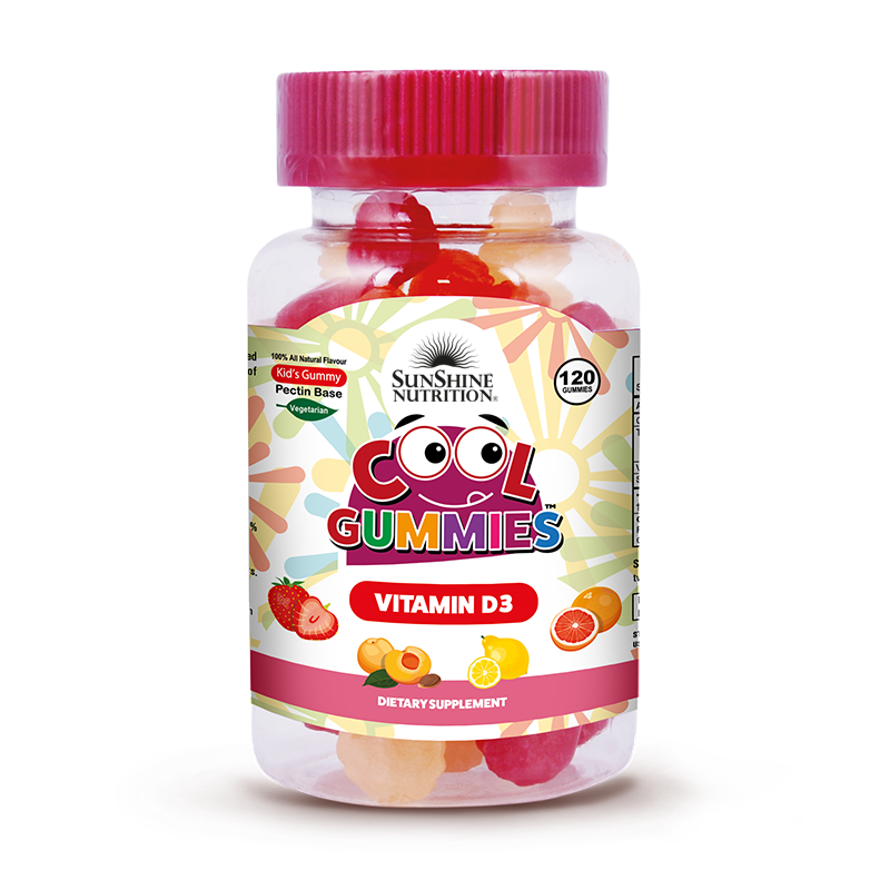 Cool Gummies Vitamin D3 400 IU for Kids (60 Count) – Sugar-Free Coated Pectin Gummies
