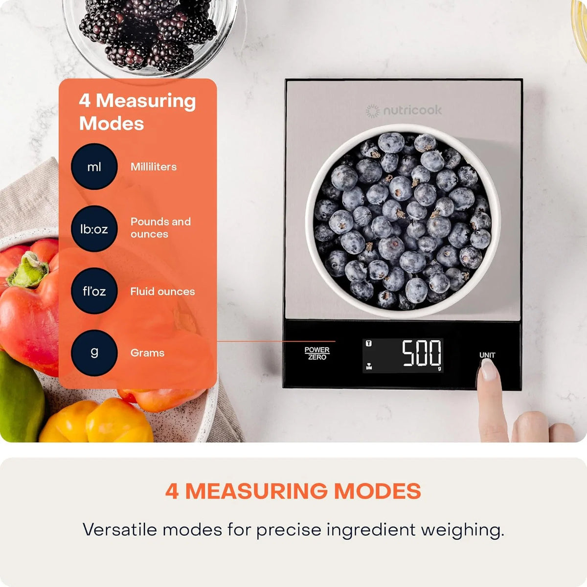 Nutricook Digital Kitchen Food Scale – 5kg (11lb) Precision Scale with Tare Function & Multi-Unit Support