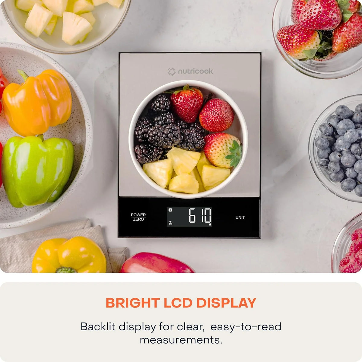 Nutricook Digital Kitchen Food Scale – 5kg (11lb) Precision Scale with Tare Function & Multi-Unit Support