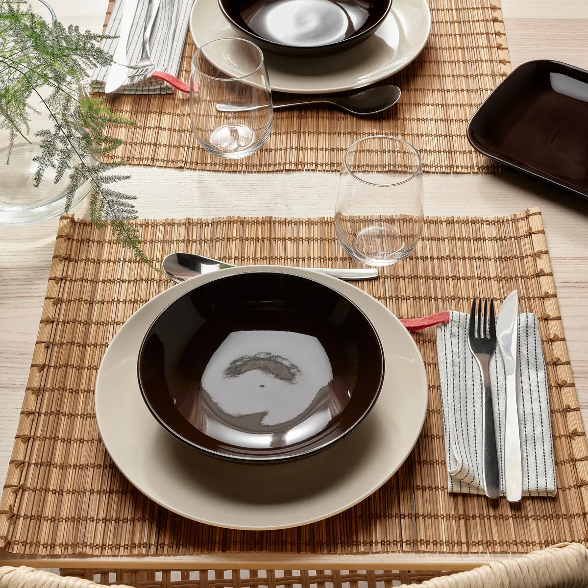 IKEA FÄRGKLAR Glossy Brown Deep Plate (23 cm)- 4Pcs