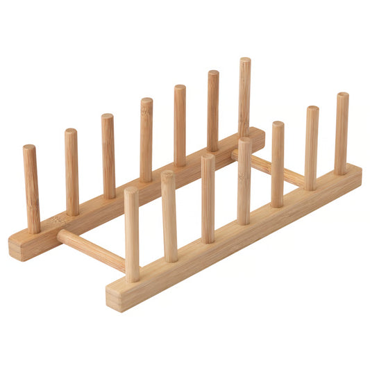 IKEA OSTBIT Plate Holder – Natural Sustainable Bamboo Dish & Lid Organizer Rack