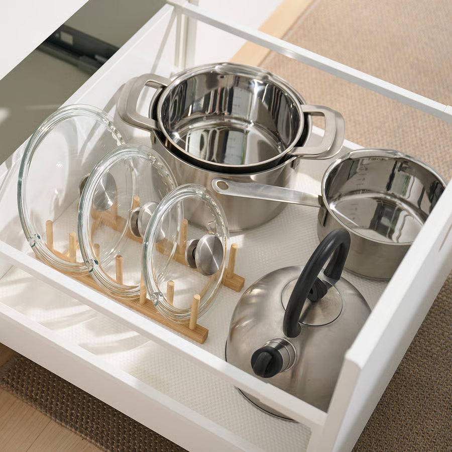 IKEA OSTBIT Plate Holder – Natural Sustainable Bamboo Dish & Lid Organizer Rack