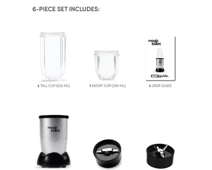 Magic Bullet, Multi-Function High-Speed Blender ,Black/Silver,4 Piece Set, MB4-0612