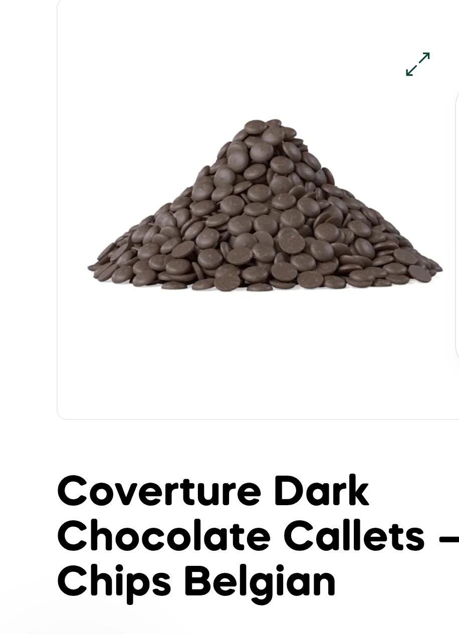 Coverture dark chocolate Belgian chips. 500gm