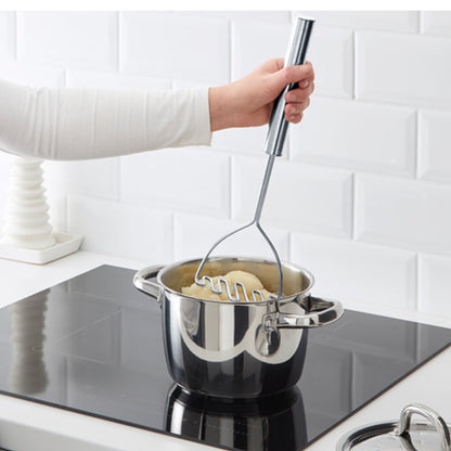 IKEA VARDAGEN Potato Masher (12", Stainless Steel & Beech Wood) – Traditional Heavy-Duty Food Masher