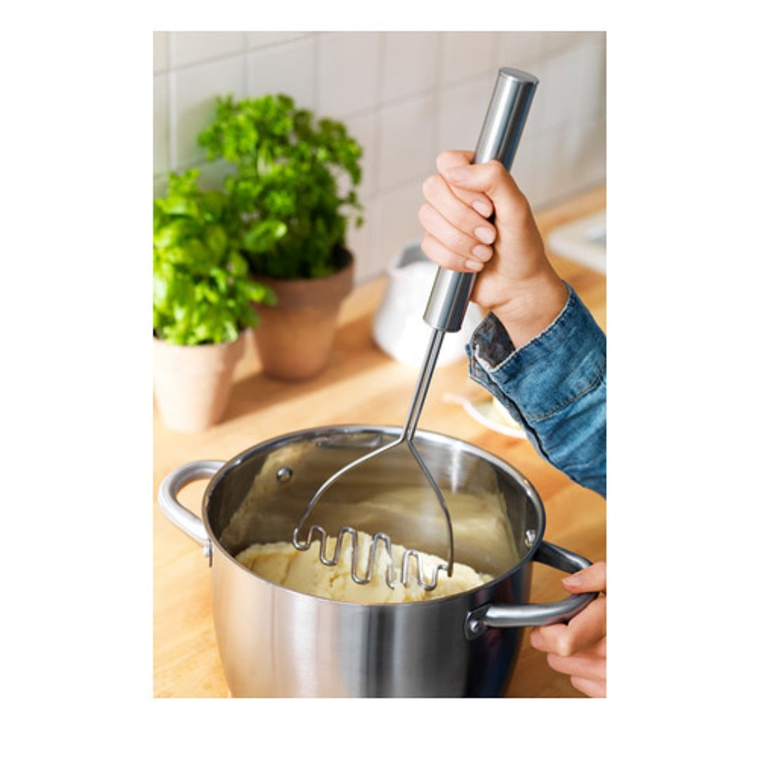 IKEA VARDAGEN Potato Masher (12", Stainless Steel & Beech Wood) – Traditional Heavy-Duty Food Masher