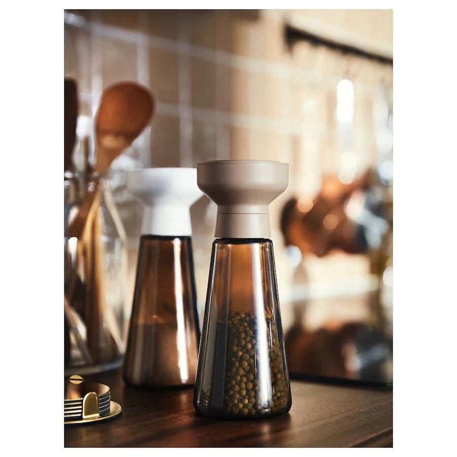 IKEA HALVTOM Spice Mill (7 ½") – Glass & Brown Ceramic Salt and Pepper Grinder