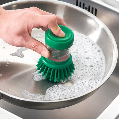 IKEA VIDEVECKMAL Dish-washing Brush with Dispenser (Bright Green) – Soap Dispensing Palm Scrub Brush