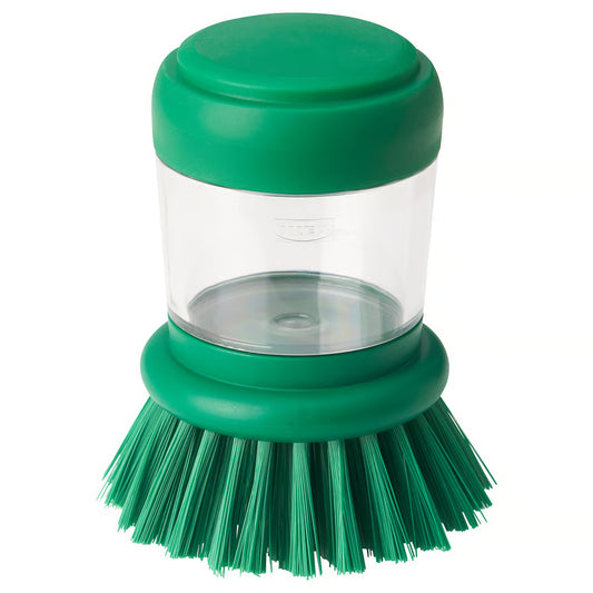 IKEA VIDEVECKMAL Dish-washing Brush with Dispenser (Bright Green) – Soap Dispensing Palm Scrub Brush