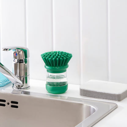 IKEA VIDEVECKMAL Dish-washing Brush with Dispenser (Bright Green) – Soap Dispensing Palm Scrub Brush